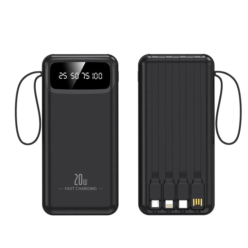 20000mAh Fast Charging Power Bank – Built-in Cables
