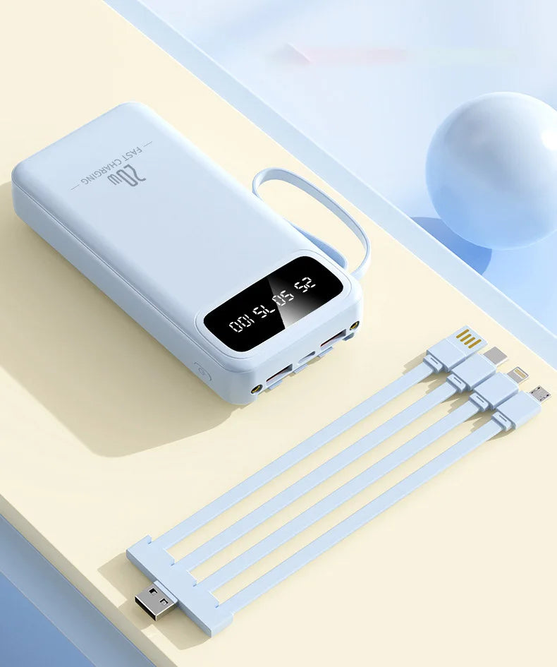 20000mAh Fast Charging Power Bank – Built-in Cables