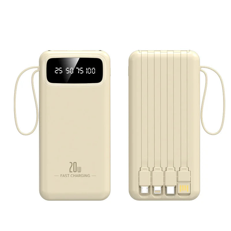 20000mAh Fast Charging Power Bank – Built-in Cables